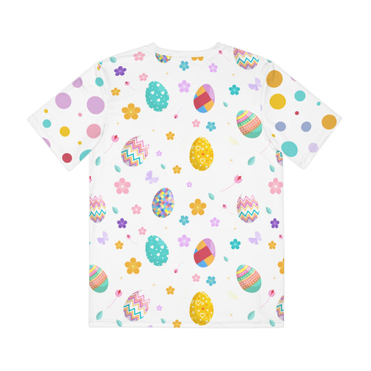 Easter Egg Pattern Men's Polyester Tee — Pastel Spring All-Over Print