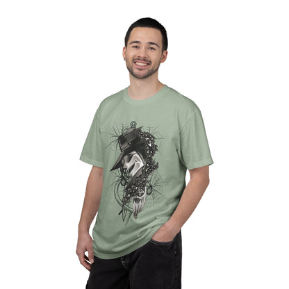 Plague Doctor Graphic T-Shirt — Dark Gothic Mask Illustration