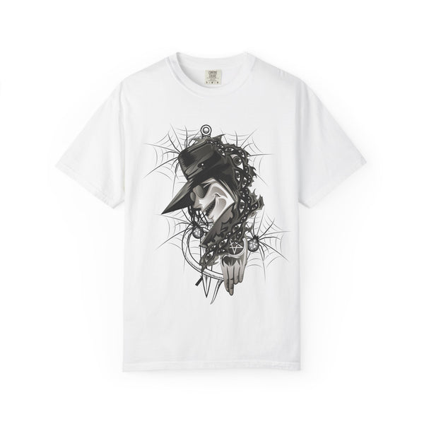 Plague Doctor Graphic T-Shirt — Dark Gothic Mask Illustration