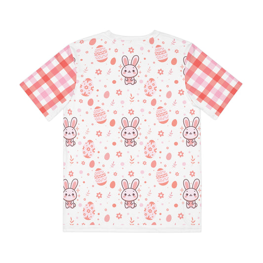 Easter Bunny Pattern Tee — Pink Bunny & Egg All-Over Print T-Shirt