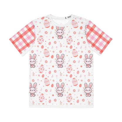 Easter Bunny Pattern Tee — Pink Bunny & Egg All-Over Print T-Shirt