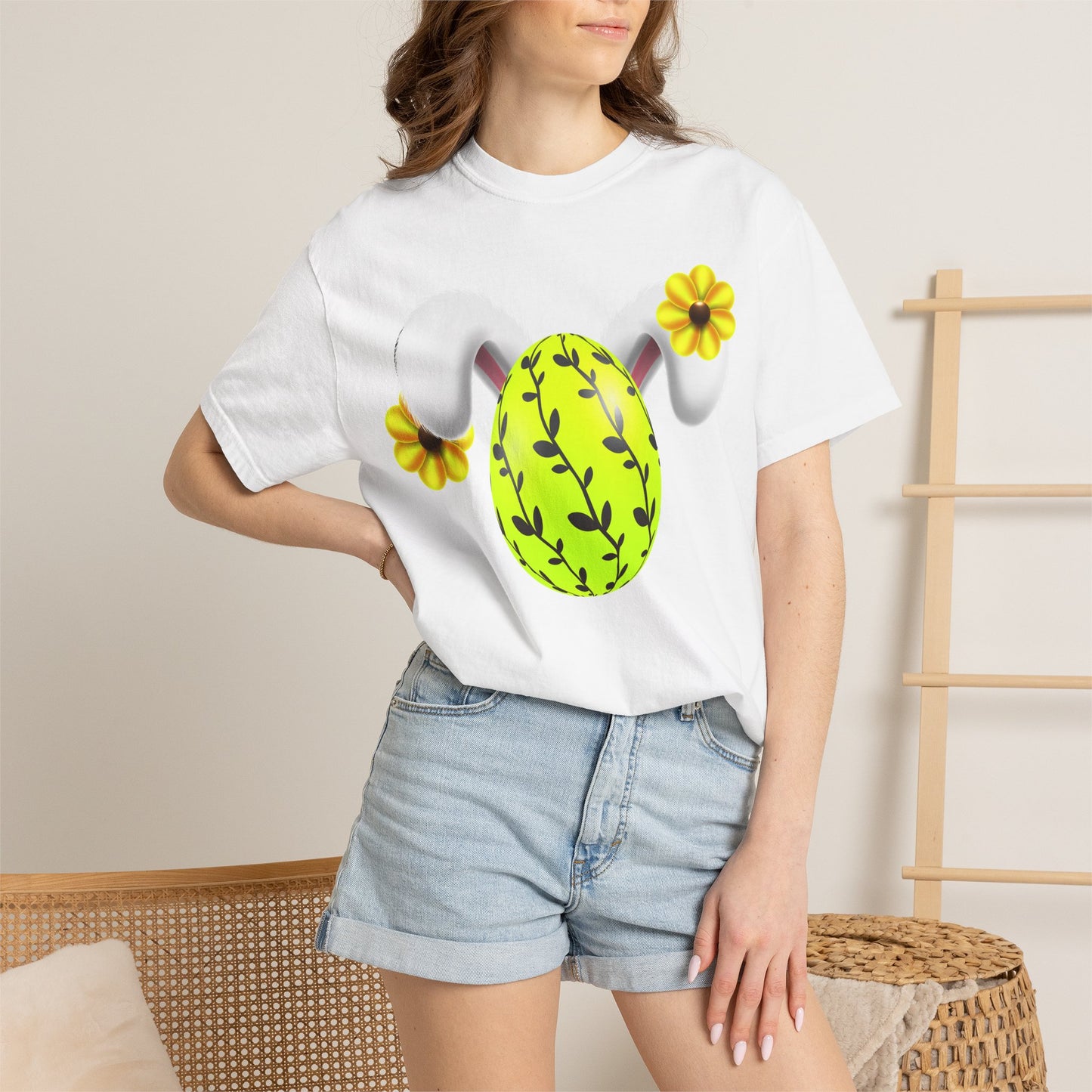 Easter Floral Egg T-Shirt — Cute Yellow Blossom Spring Tee