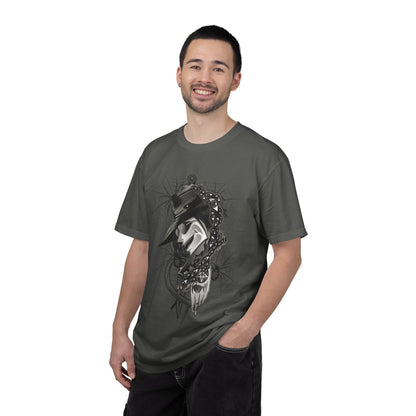 Plague Doctor Graphic T-Shirt — Dark Gothic Mask Illustration