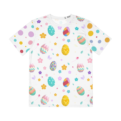 Easter Egg Pattern Men's Polyester Tee — Pastel Spring All-Over Print